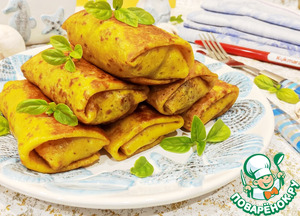 Тыквенные блинчики фаршированные капустой и грибами