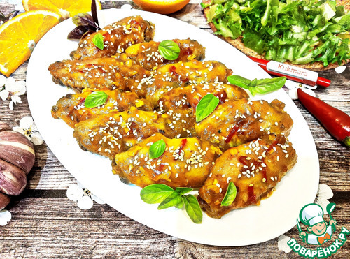 Куриные крылышки в апельсиновой глазури Куриные крылышки в апельсиновой глазури