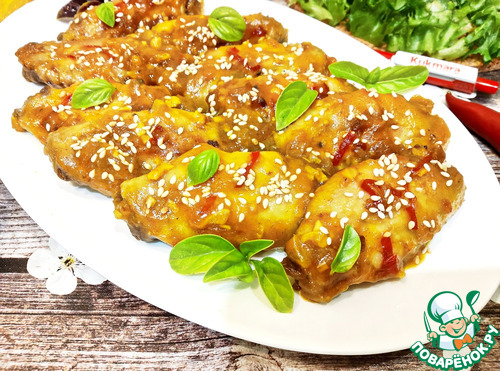 Куриные крылышки в апельсиновой глазури Куриные крылышки в апельсиновой глазури