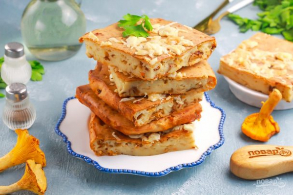 Пирог с лисичками и сыром Пирог с лисичками и сыром