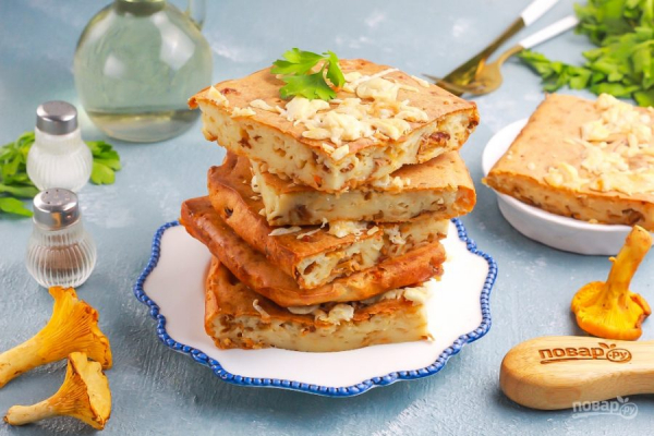 Пирог с лисичками и сыром Пирог с лисичками и сыром