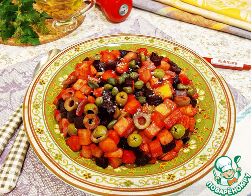 Жареный винегрет с оливками и каперсами Жареный винегрет с оливками и каперсами