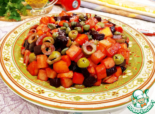 Жареный винегрет с оливками и каперсами Жареный винегрет с оливками и каперсами