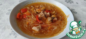 Суп с индейкой, вешенками и фунчозой⁠